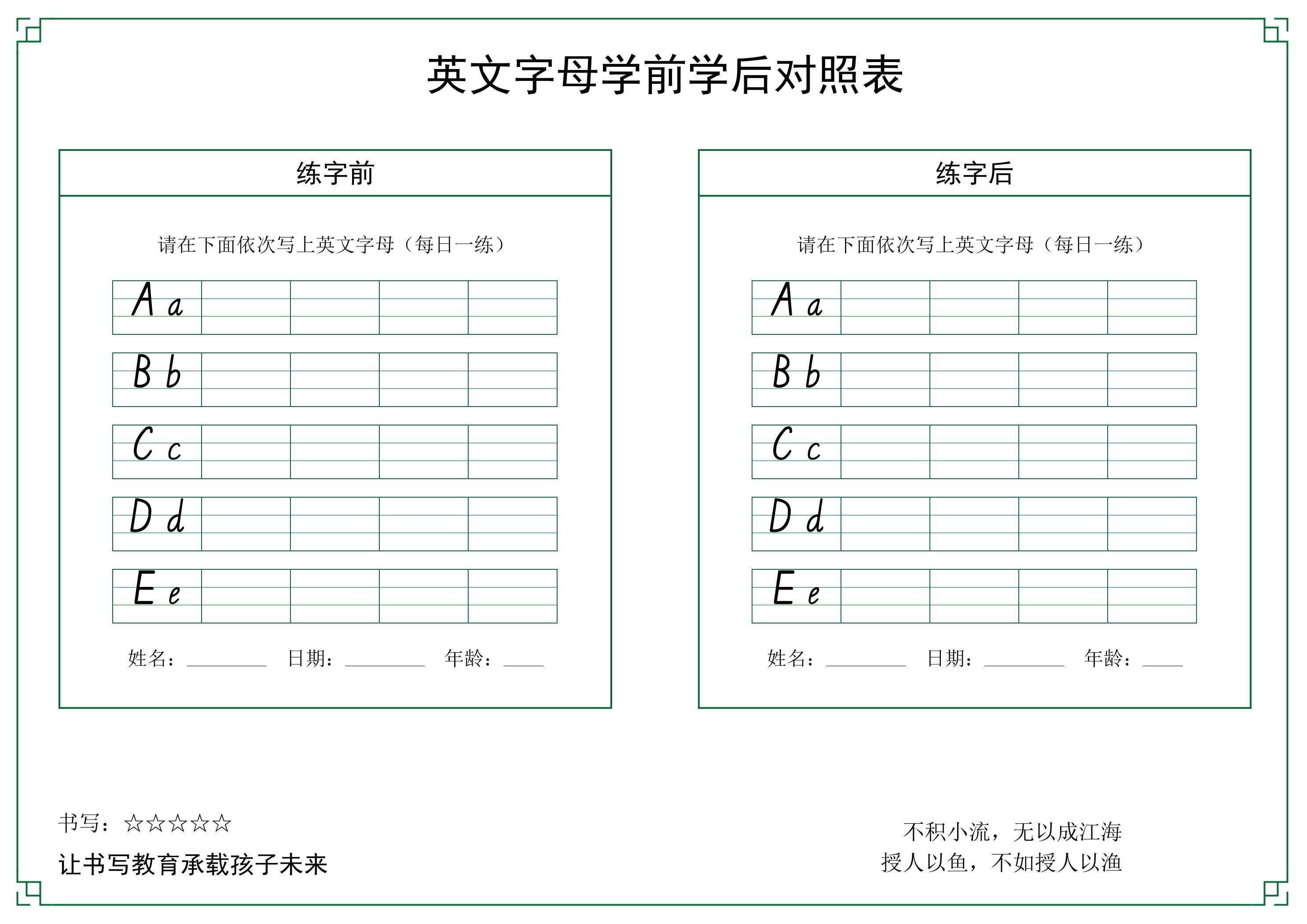 三年级上册英语26个英文字母手写体字帖9