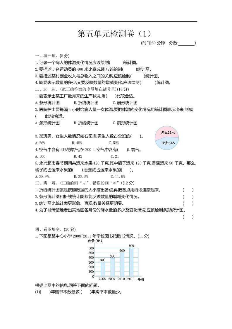 六年级下册青岛63版数学第五单元检测卷