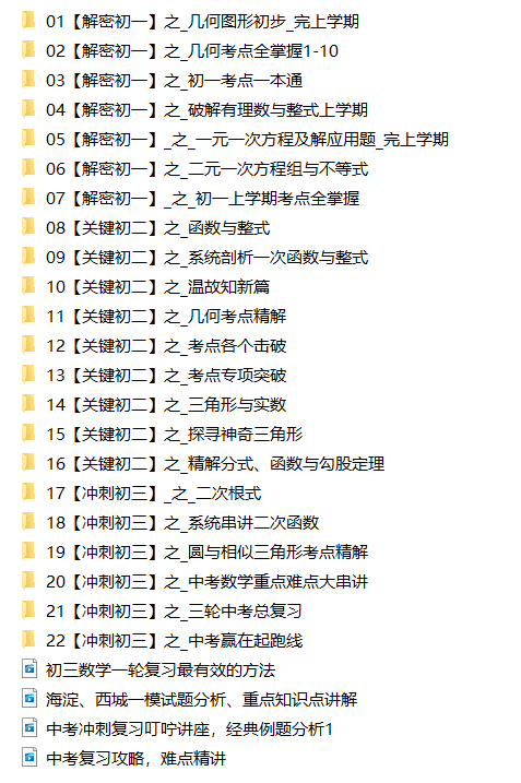 【视频】 精华崔莉初中数学视频教程+讲义