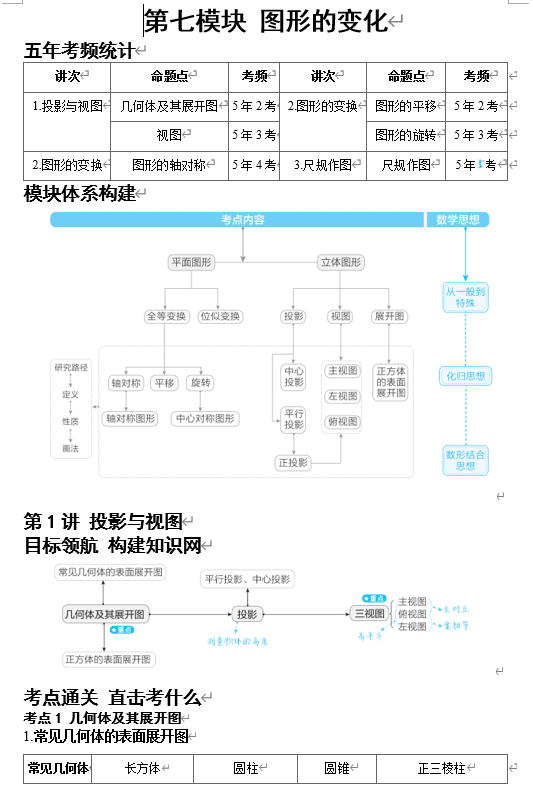 第七模块+图形的变化+讲义+2026年中考数学一轮专题复习(通用版)