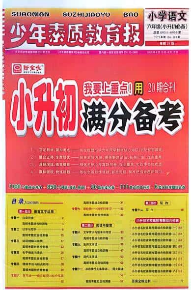2024+2025版《少年素质教育报小升初满分备考》PDF电子版下载
