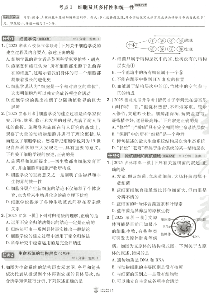 金考卷高考考点集训45天-高考生物（单选版）