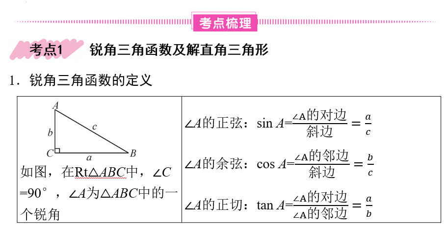 ++第十八讲+++解直角三角形++讲义+2026年中考数学一轮复习课件（广西）