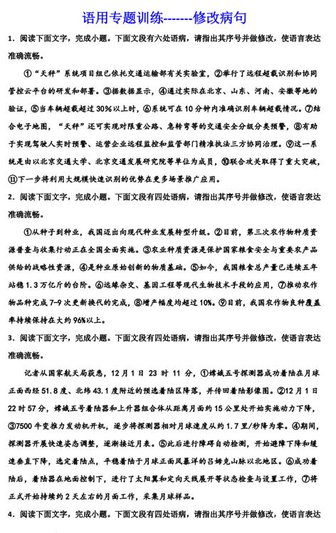 2024届高考语文复习:语用专题训练修改病句