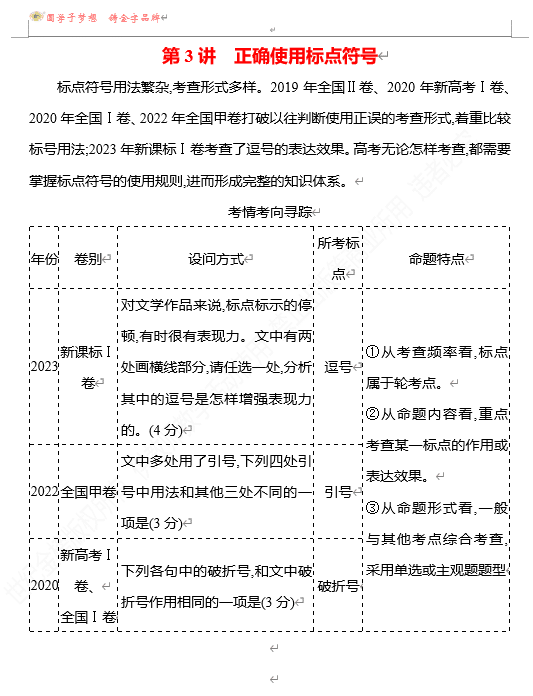 2026版《高中全程复习方略》 语文 强基版 专题七 第三节 第3讲 正确使用标点符号