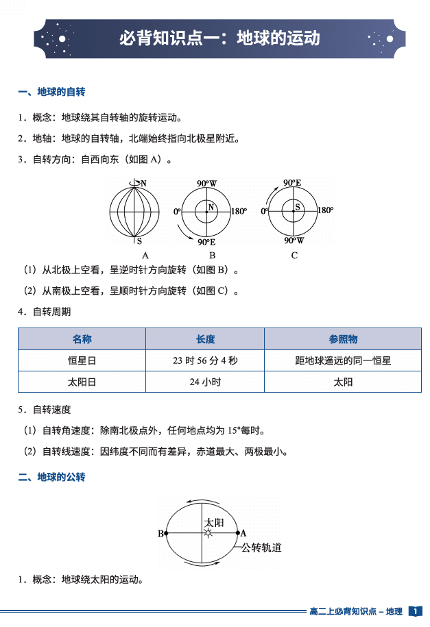 高二上九科必备知识点-地理