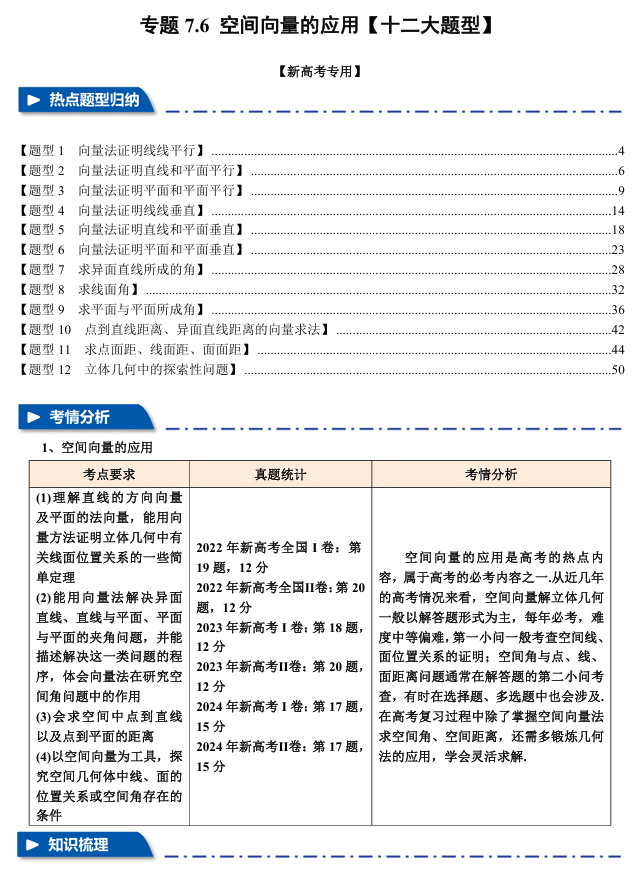 2026年高考数学一轮复习【举一反三】专练(新高考专用)专题练系列 7.6 空间向量的应用【十二大题型】
