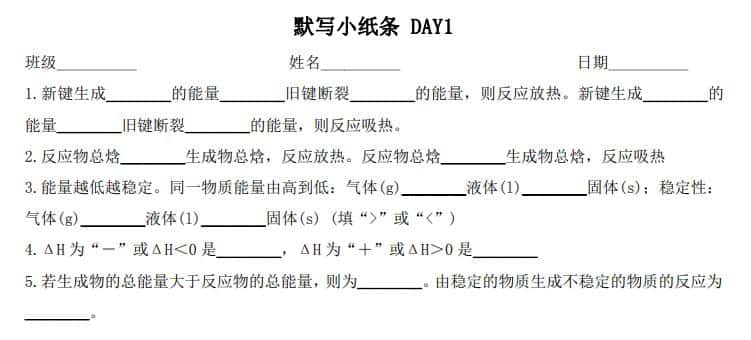 2027版《高中物理化学默写小纸条》PDF电子版下载