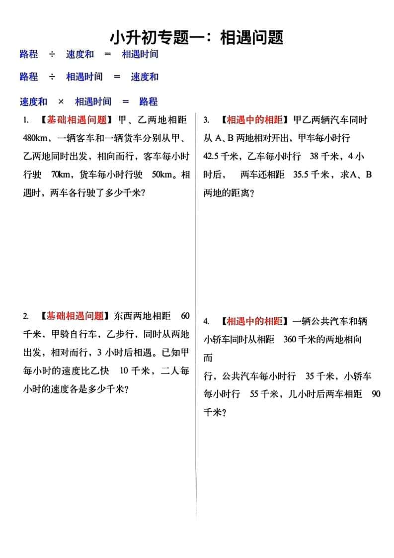 六年级下数学小升初必考应用题12大专题练习