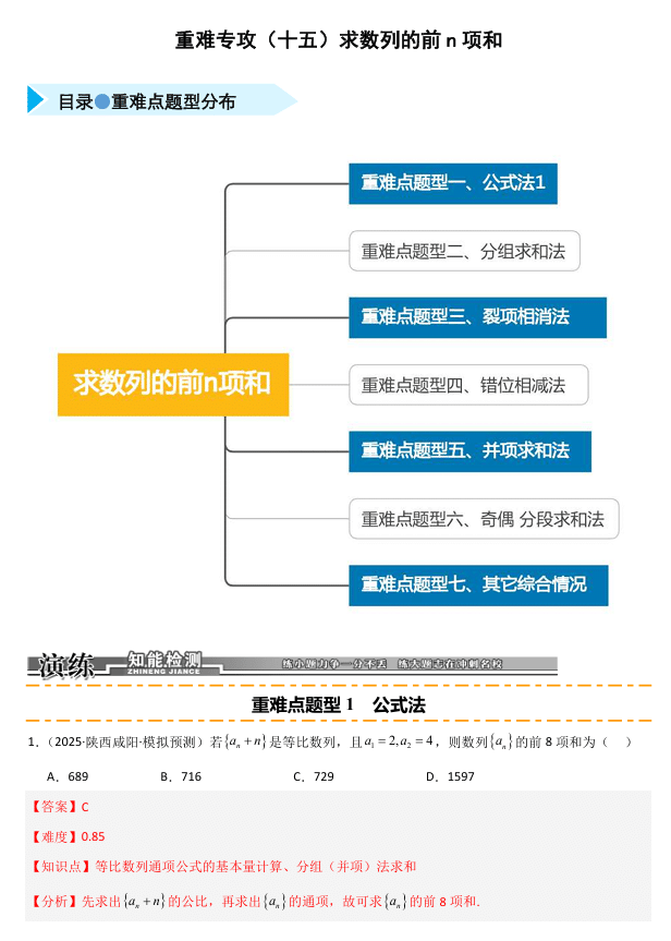 2026《高考数学•一轮复习重点难点题型》精练 重难专攻(十五) 求数列的前n项和(七类重难点题型精练)