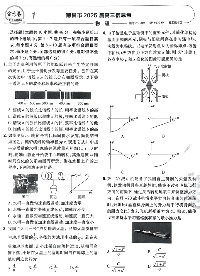 天星金考卷《2026新高考特快专递第2期》物理