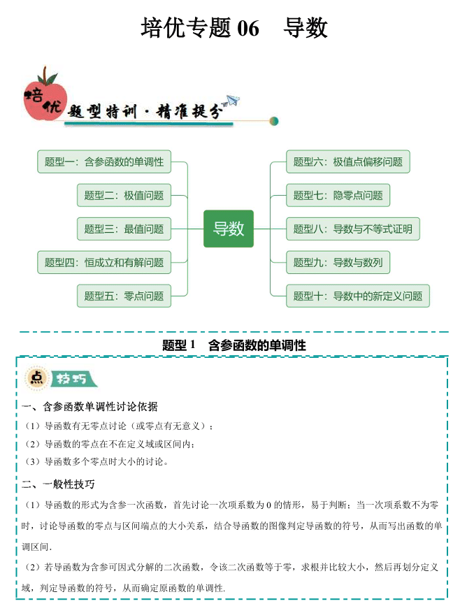 大题精做】冲刺2025年高考数学大题突破+限时集训(新高考专用)培优专题06 导数(10大题型)